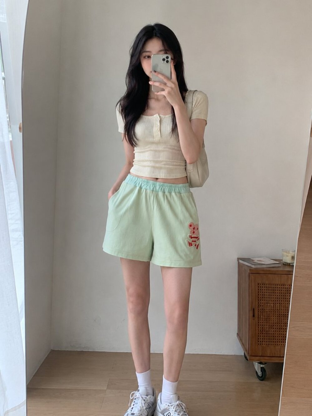 Mint Green Lounge Shorts Soft Girl Korean Style Size M